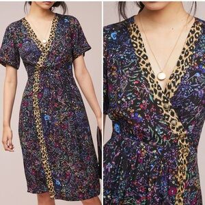 NWT Anthropologie Maeve Morgan Floral Chetah Print Details Dress Women’s 2